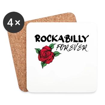 Rockabilly Forever with Rose Gift - Coasters (set of 4) - white - Front