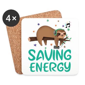 Lazy,sleeping sloth.Saving energy mode.Lazy days. - Coasters (set of 4) - white - Front