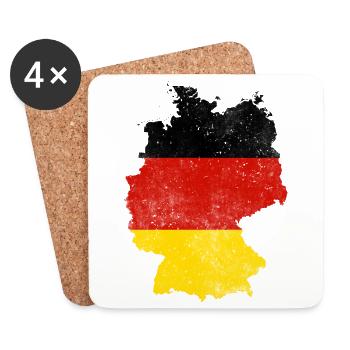 Cadeau de drapeau de la carte de l'Allemagne - Dessous de verre (lot de 4) - blanc - Devant