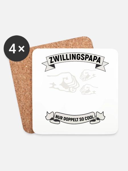 Zwillingspapa Papa Vater Zwillinge Geburt - Untersetzer (4er-Set) - Weiß
