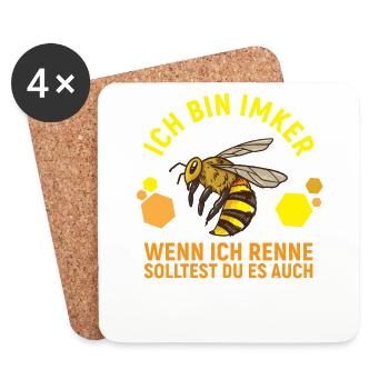 Ich bin Imker wenn ich renne Bienenzüchter - Untersetzer (4er-Set) - Weiß - Vorne