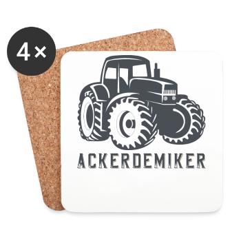 Landwirt Acker Bauer Trecker Traktor Farmer - Untersetzer (4er-Set) - Weiß - Vorne