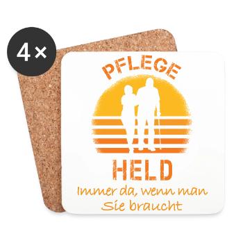 Held in der Pflege - Untersetzer (4er-Set) - Weiß - Vorne