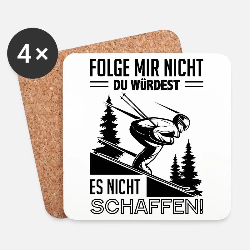 Skifahrer Geschenkidee - Untersetzer (4er-Set) - Weiß