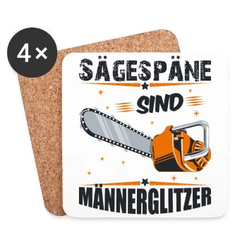 Sägespäne sind Männerglitzer Kettensäge Motorsäge - Untersetzer (4er-Set) - Weiß - Vorne