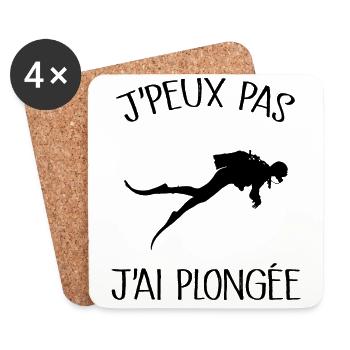 Je Peux Pas J'ai Plongée - Dessous de verre (lot de 4) - blanc - Devant