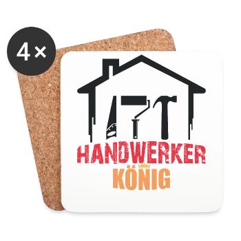 Handwerker König Werkzeug Baustelle Heimwerker - Untersetzer (4er-Set) - Weiß - Vorne