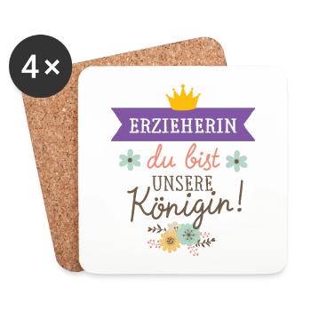 Erzieherin du bist unsere Königin - Untersetzer (4er-Set) - Weiß - Vorne