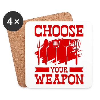 Cooking Weapon Funny Cutlery - Coasters (set of 4) - white - Front