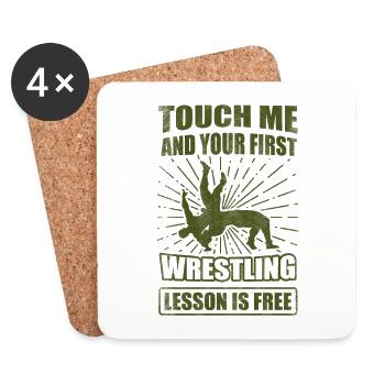 Wrestler Geschenk Berühren Sie mich Ihre erste Lektion kostenlos - Untersetzer (4er-Set) - Weiß - Vorne
