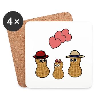 Famille arachide Maman Papa Bébé Parents - Dessous de verre (lot de 4) - blanc - Devant