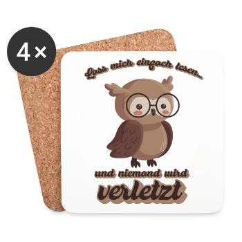 Lass mich einfach lesen und niemand wird verletzt - Untersetzer (4er-Set) - Weiß - Vorne