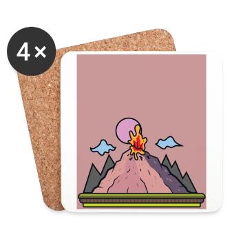 Volcanic eruption supervolcano eruption lava - Coasters (set of 4) - white - Front