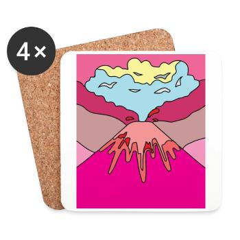 Volcanic eruption supervolcano eruption lava - Coasters (set of 4) - white - Front