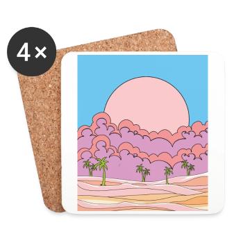 Retro Sun Sandstorm in the Desert - Coasters (set of 4) - white - Front