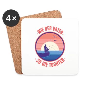 Wie der Vater so die Tochter - Angler Fischer - Untersetzer (4er-Set) - Weiß - Vorne