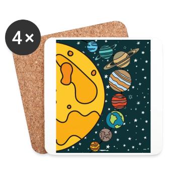 Astronomie Sonnensystem Planeten Weltall - Untersetzer (4er-Set) - Weiß - Vorne
