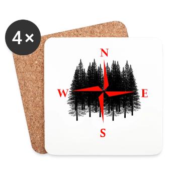 Forest Nature Wilderness Expedition Hiking Direction - Coasters (set of 4) - white - Front
