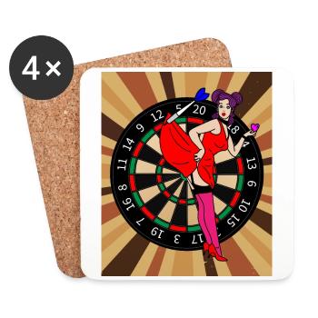 Dartboard Dart player with darts - Coasters (set of 4) - white - Front
