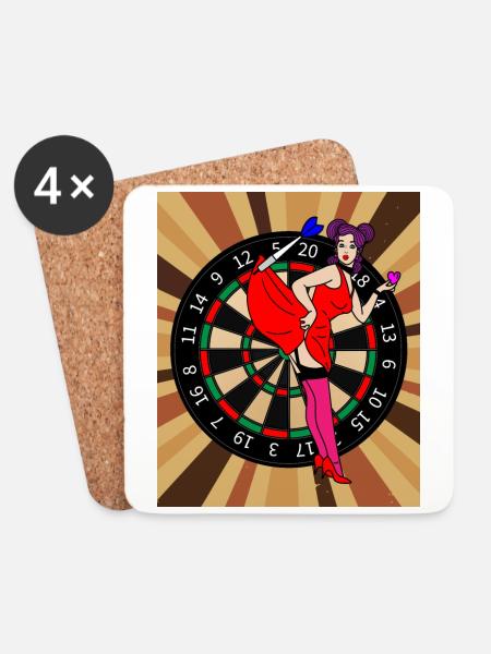 Dartscheibe Dartspieler mit Dartpfeile - Untersetzer (4er-Set) - Weiß