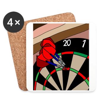 Dartboard Dart player with darts - Coasters (set of 4) - white - Front