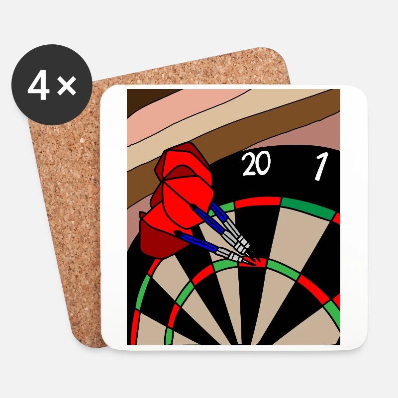 Dartscheibe Dartspieler mit Dartpfeile - Untersetzer (4er-Set) - Weiß