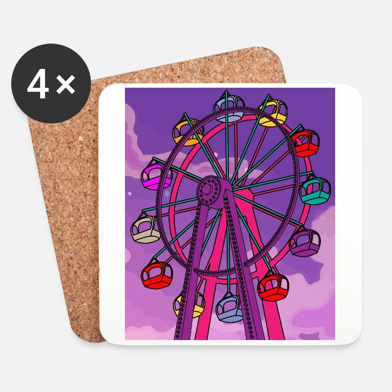 Parc d’attractions de kermesse - Dessous de verre (lot de 4) - blanc