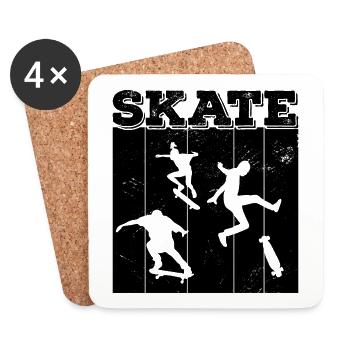Skate, skaten, Skater, Skateboard - Dessous de verre (lot de 4) - blanc - Devant