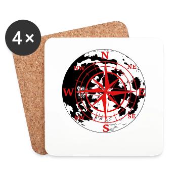 Himmelsrichtung Kompass Richtung Windrose Outdoor - Untersetzer (4er-Set) - Weiß - Vorne