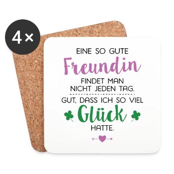 Ich hatte Glück Freundin Geschenk Spruch - Untersetzer (4er-Set) - Weiß - Vorne