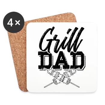 grill dad papa - Untersetzer (4er-Set) - Weiß - Vorne