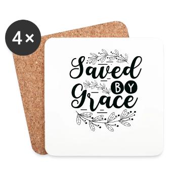 Cadeau chrétien sauvé par la grâce Cadeaux du christianisme - Dessous de verre (lot de 4) - blanc - Devant