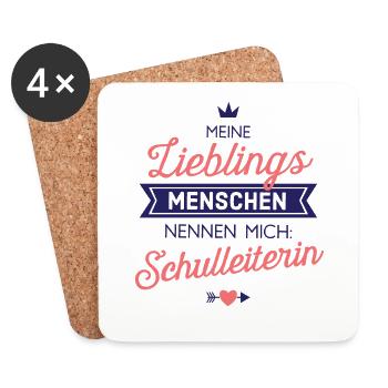 Lieblingsmenschen Schulleiterin Geschenk Spruch - Untersetzer (4er-Set) - Weiß - Vorne