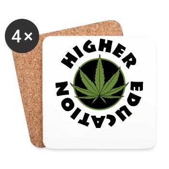 Higher Education - Stoner Smoke Legal Weed - Coasters (set of 4) - white - Front