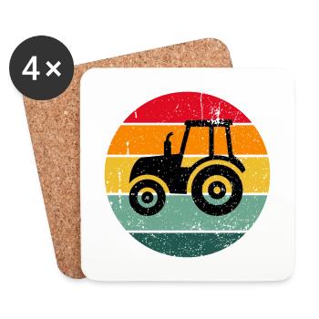 Vintage Retro Traktor Bauer Bauernhof Geschenk - Untersetzer (4er-Set) - Weiß - Vorne