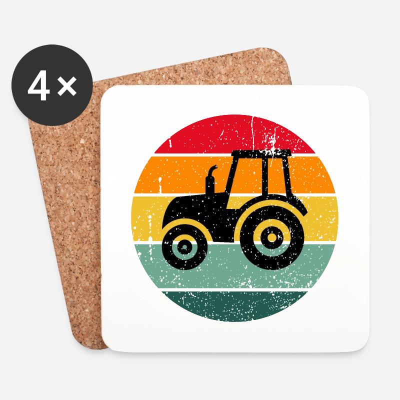 Vintage Retro Traktor Bauer Bauernhof Geschenk - Untersetzer (4er-Set) - Weiß