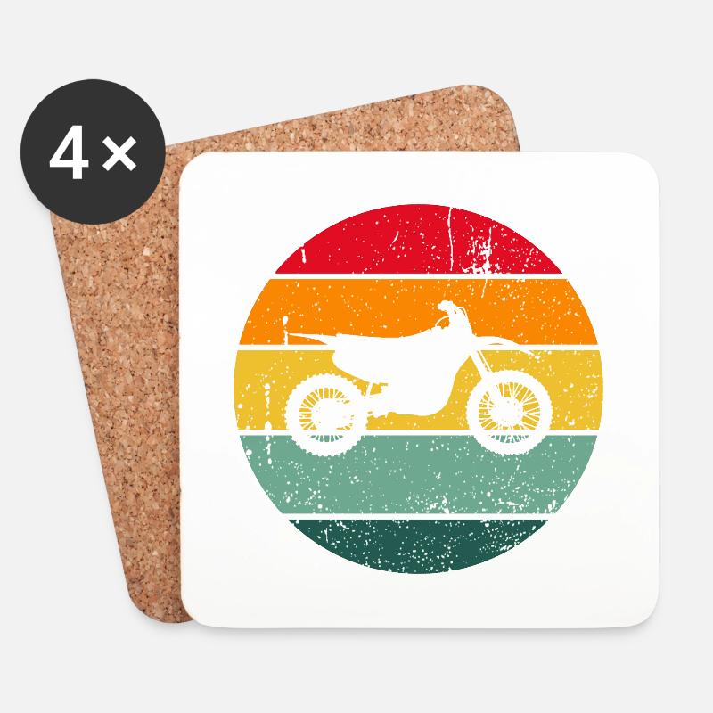 Vintage Retro Motorrad Biker Motorräder Racing - Untersetzer (4er-Set) - Weiß
