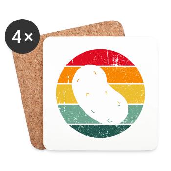 Vintage Retro Potato Funny Gift Idea - Coasters (set of 4) - white - Front