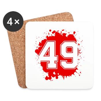 49 Zahl Klecks - Untersetzer (4er-Set) - Weiß - Vorne
