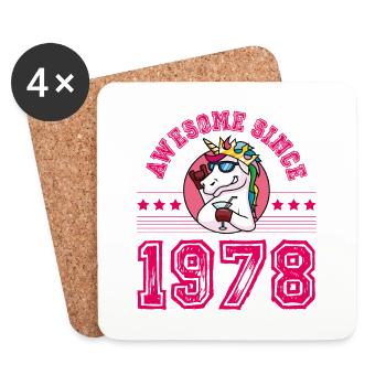 1978 Licorne awesome - Dessous de verre (lot de 4) - blanc - Devant