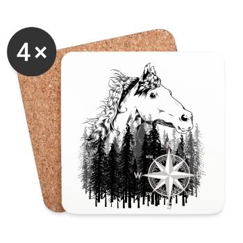 Horse Mountains Wilderness Rider Wild Horse Adventure - Coasters (set of 4) - white - Front