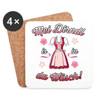 Mei Dirndl is in da Wäsch Trachtenshirt. - Untersetzer (4er-Set) - Weiß - Vorne