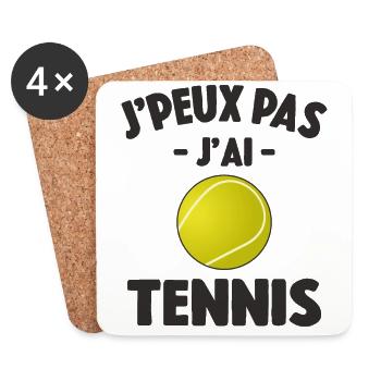 Je Peux Pas J'ai Tennis Idée Joueur Cadeau Drôle - Dessous de verre (lot de 4) - blanc - Devant