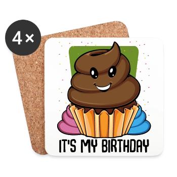 Funny Poop Cupcake - Coasters (set of 4) - white - Front