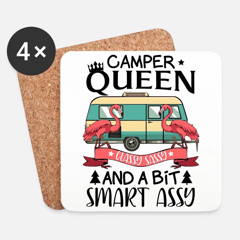 Camping Camper - Untersetzer (4er-Set) - Weiß