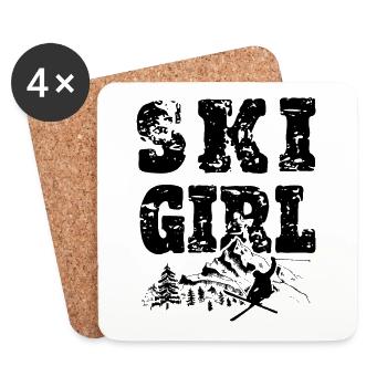 Ski Girl - Dessous de verre (lot de 4) - blanc - Devant