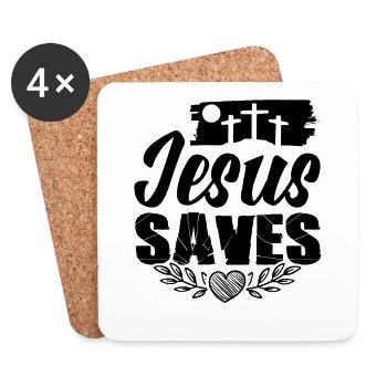 Jésus sauve - Dessous de verre (lot de 4) - blanc - Devant
