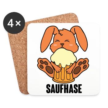 Biertrinker Saufen Bier Saufhase - Untersetzer (4er-Set) - Weiß - Vorne