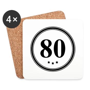 80 Zahl Trikot - Untersetzer (4er-Set) - Weiß - Vorne