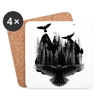Fantasy Dark Wildlife Birds Nature Wilderness - Coasters (set of 4) - white - Front